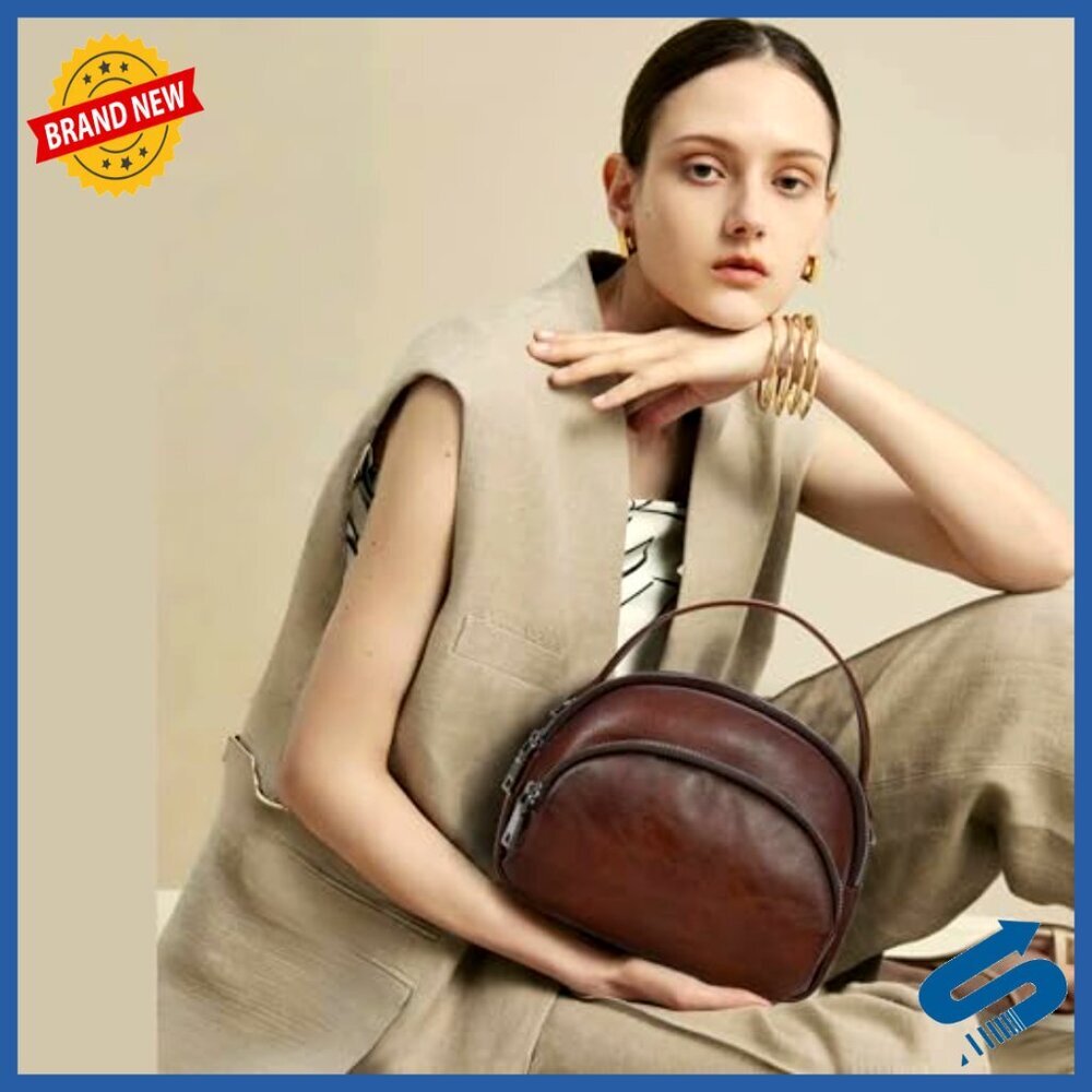 Genuine Leather Crossbody Bag with Multi-Pockets Adjustable Straps - Picture 2 of 7